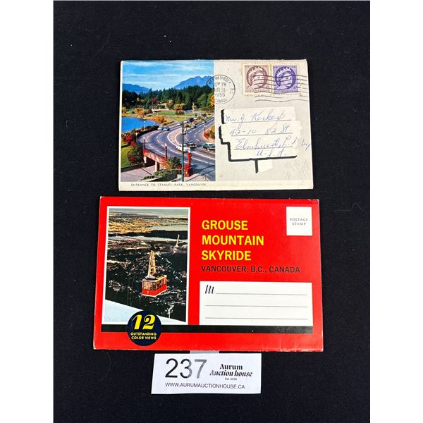 2 Fold Out Postcards Grouse Mnt. + Stanley Park 1950's-60's
