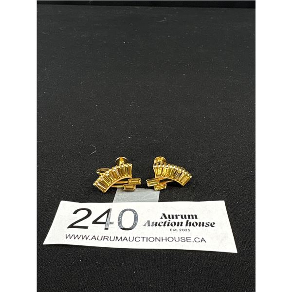 Nice Pair of Signed "Keyes" Rhinestone Earrings 1940's-50's