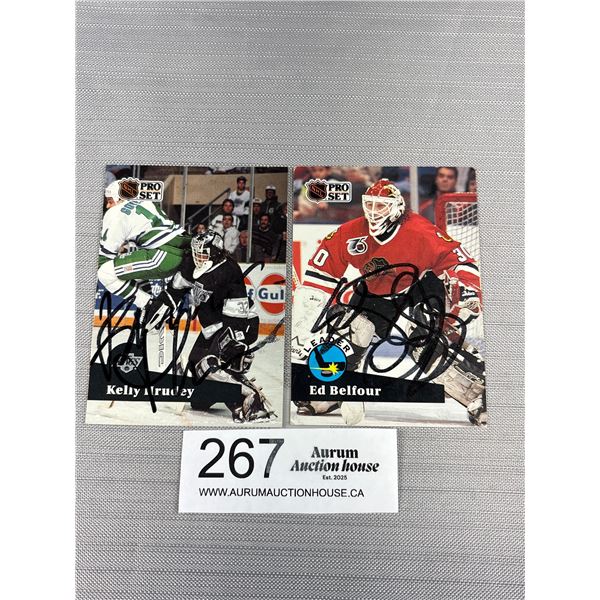 Kelly Hrudey + Ed Belfour Signed Hockey Cards