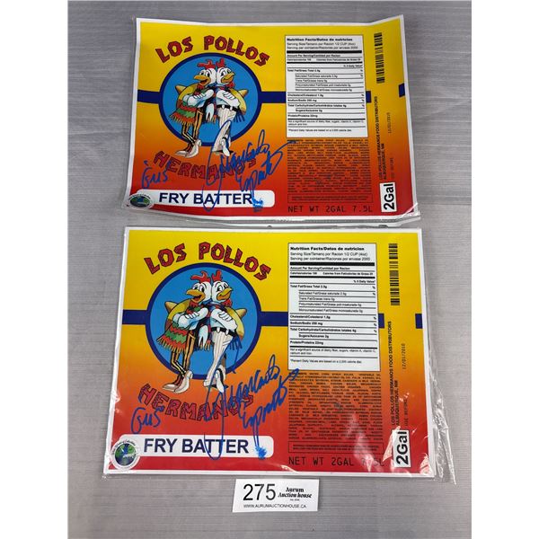 2 Breaking Bad Giancarlo Esposito Gus Signed Los Pollos Fry Batter Sheets