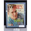 Image 2 : 2003 TV Week Micheal Buble Signed Dedicated to Red Robinson Nicely Framed with Interview in Envelope