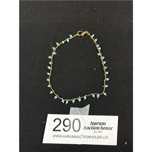 Gold Plated w/ Turquoise Beads Bracelet