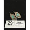 Image 1 : Vintage Pair of Silver Metal + Turquoise Earrings