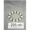 Image 1 : White Stone Beads + Green Crystal Spacers Stretch Bracelet