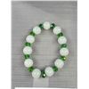 Image 2 : White Stone Beads + Green Crystal Spacers Stretch Bracelet