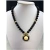 Image 2 : French Black Jet Glass Beads w/ Pendant Necklace