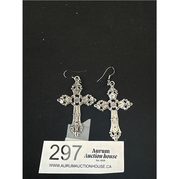 Pair of Silver Plated Cross Earrings