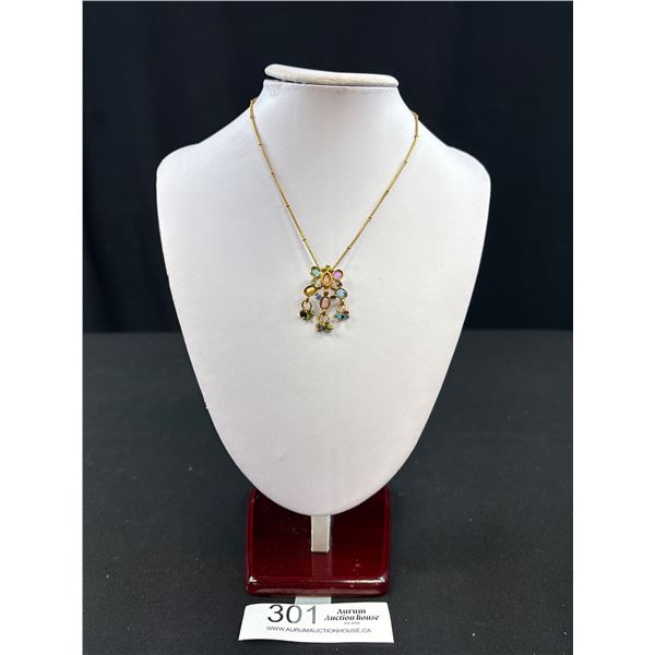 Vintage Gold Tone w/ Stones Necklace