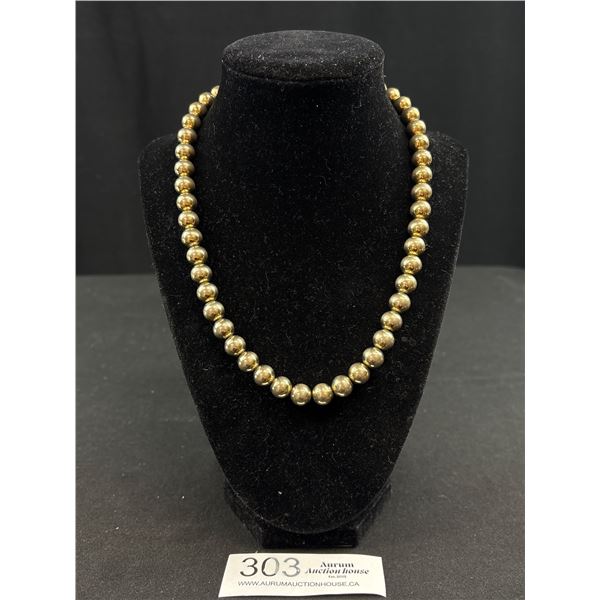 Vintage Heavy Metal Beads on Chain Necklace w/ Original Clasp