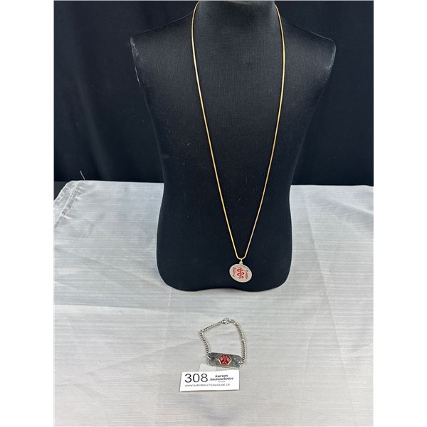 Medic Alert Pendant w/ Chain + Bracelet