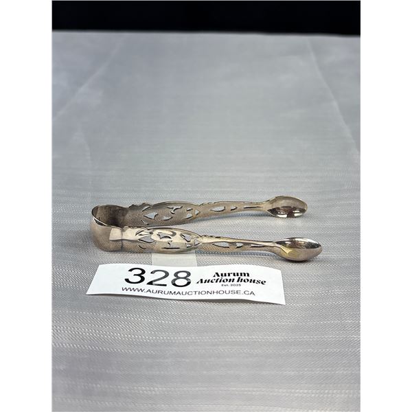 Antique Sterling Silver Sugar Tongs - 16.37g
