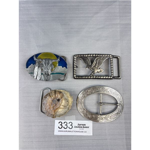 Nice Lot of Vintage Belt Buckles - Antler, Pewter w/Enamel, Etc