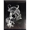 Image 2 : 1986 Signed Native American Scratch Board Framed Art - 9" x 11"