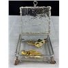 Image 5 : Vintage Handcrafted Glass Box w/ Vintage Brooches