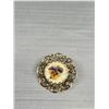 Image 4 : Delicate Vintage Petit Point Brooch and Hand Painted Porcelain Coro Brooch