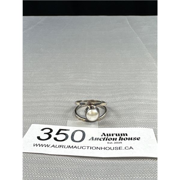 Lovely Silver Genuine Pearl Ring