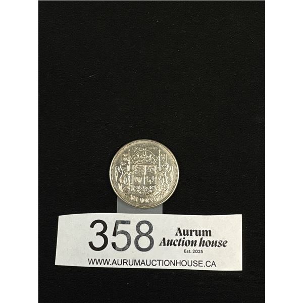 1958 Canadian Silver 50 Cent Coin