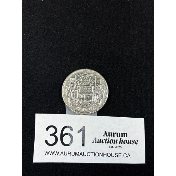 1958 Canadian Silver 50 Cent Coin