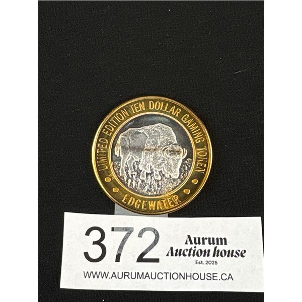 Half Oz Silver $10 Gaming Token From Edgewater Casino