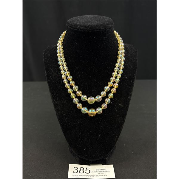 Fabulous! Antique Opalescent Lucite Hand Knotted Bead Necklace Quality!