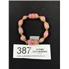 Image 1 : Beautiful Vintage Pink Venetian Glass Drizzle Bead Bracelet Gold Spacers