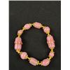 Image 2 : Beautiful Vintage Pink Venetian Glass Drizzle Bead Bracelet Gold Spacers