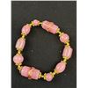 Image 3 : Beautiful Vintage Pink Venetian Glass Drizzle Bead Bracelet Gold Spacers