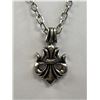 Image 2 : Vintage Heavy Link Silver Fleur De Led Necklace