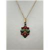Image 2 : Very Lovely! Vintage Red Green Enamel Necklace Quality!