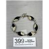 Image 2 : Vintage Silver Double Sided Onyz + Mother of Pearl Bracelet