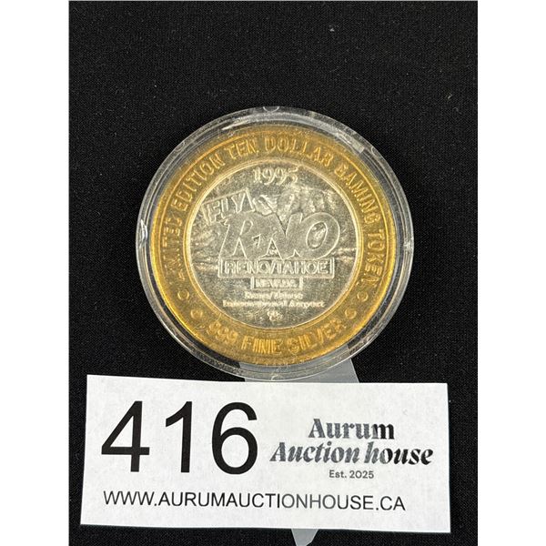 Half Oz Pure Silver $10 Limited Edition Gaming Token