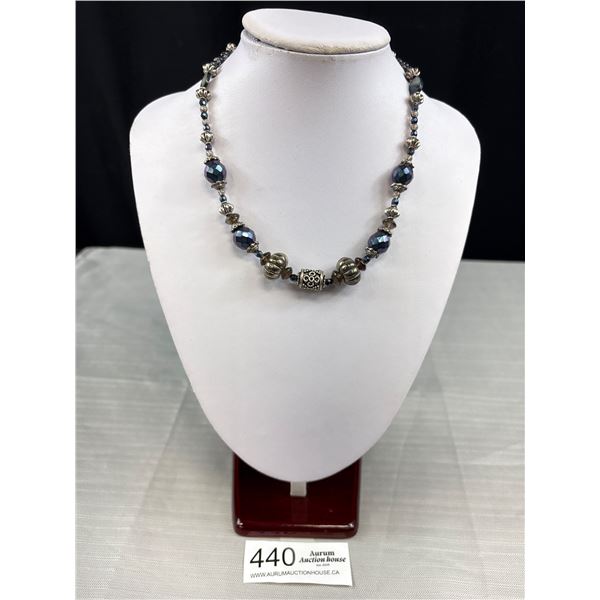 Vintage Silver w/ Misc Beads Necklace, Original Toggle Clasp
