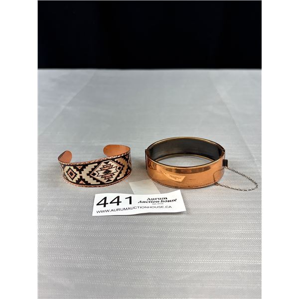 2 Copper Open Cuff Bangle + Hinged One