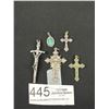 Image 1 : 4 Vintage Crosses + 1 Pendant