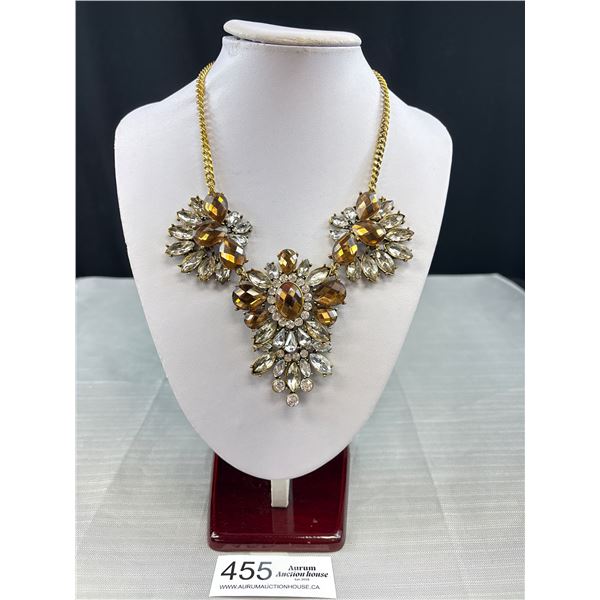 Vintage Gold Plated w/ Rhinestones Necklace