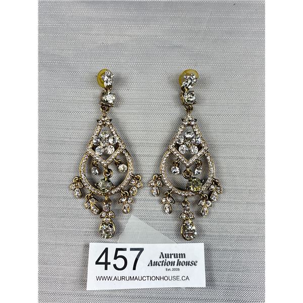 Large Vintage Rhinestones Chandelier Earrings
