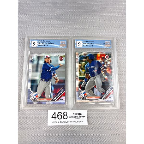 Graded 2019 Boman - Vladmir Gurrero Jr and Bo Bichette Blue Jays Rookie Cards
