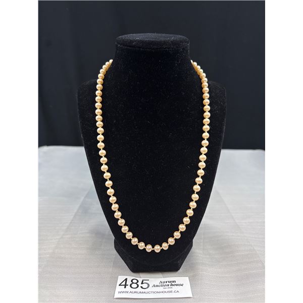 C.1960s Hand Knotted Pearl Necklace , Good Color! Quality Coco Chanel Must Have!