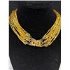 Image 2 : Stunning! Vintage Multi Strand Gold Encased Glass Bead Necklace, Gold Clasp