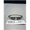 Image 1 : Vintage Silver Bangle Abalone and Bblue Enamel Very Pretty!
