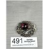 Image 1 : Antique Dragon Motif Fauceted Amethyst Silver Brooch