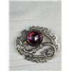Image 2 : Antique Dragon Motif Fauceted Amethyst Silver Brooch