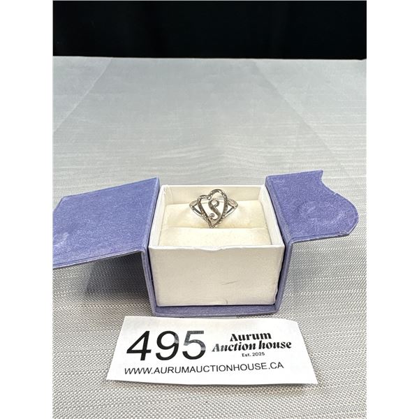 Vintage Sterling Silver 925 Heart Ring w/ "S" Initial Adorable!