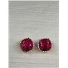 Image 2 : Pair of Vintage Ruby Red Glass Stones Clip On Earrings