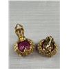 Image 3 : Pair of Vintage Ruby Red Glass Stones Clip On Earrings