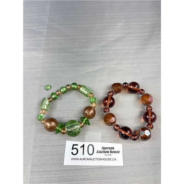 2 Glass Beads Stretch Bracelets