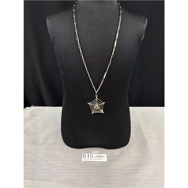 Silver Plated Spider Net Pendant w/ Chain Necklace