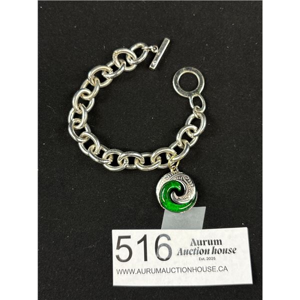 Silver Plated Links w/ One Charm Bracelet, Original Toggle Clasp