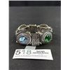 Image 2 : Vintage Silver w/ Blue Glass Stones Stretch Bracelet