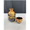 Image 2 : Japanese Saki Bottle + Cup + Vintag Laquor Bowls